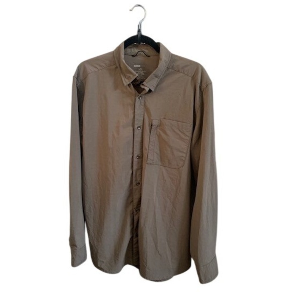 Swiss Tech Mens Long Sleeve Button Down Performance Shirt Outdoor Casual‎ Gray L